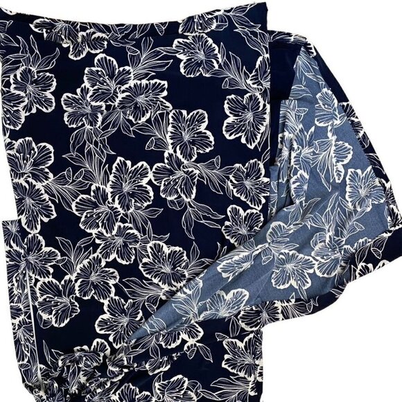 Lauren Ralph Lauren Sz 8 Printed Matte Jersey Faux Wrap Dress Lighthouse Navy - Picture 9 of 9